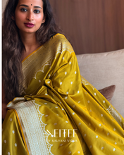 Load image into Gallery viewer, MUSTARD YELLOW MEENAKARI SEMI SATIN BANARASI SAREE SSB25-3 - NEITEE
