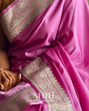 Load image into Gallery viewer, LILAC PINK SEMI SATIN BANARASI SAREE SSB25-4 - NEITEE
