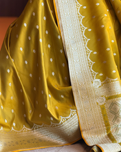 Load image into Gallery viewer, MUSTARD YELLOW MEENAKARI SEMI SATIN BANARASI SAREE SSB25-3 - NEITEE
