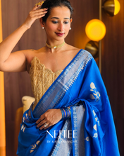 Load image into Gallery viewer, COBALT BLUE BANARASI KATAN SILK SAREE BSF21-10 - NEITEE
