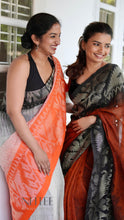 Load image into Gallery viewer, BLACK ORANGE COTTON SAREE KDM24-10 - NEITEE
