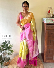 Load image into Gallery viewer, PASTEL GREEN WITH DUAL BORDERS KANCHIVARAM SILK SAREE KS25-3 - NEITEE
