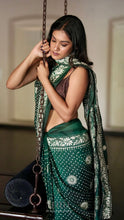 Load image into Gallery viewer, BOTTLE GREEN KUTCH SILK SAREE KSJ24-1 - NEITEE

