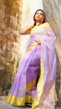 Load image into Gallery viewer, LAVENDER YELLOW CHANDERI SILK SAREE CSA24-4 - NEITEE

