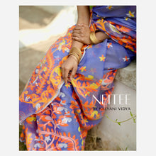 Load image into Gallery viewer, CYAN BLUE BUTTERFLY BENGAL COTTON SAREE BCA24-3 - NEITEE
