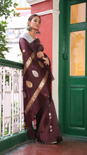 Load image into Gallery viewer, WINE ORGANZA SILK SAREE OSO24-5 - NEITEE
