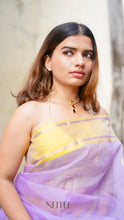 Load image into Gallery viewer, LAVENDER YELLOW CHANDERI SILK SAREE CSA24-4 - NEITEE
