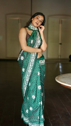 BOTTLE GREEN KUTCH SILK SAREE KSJ24-1 - NEITEE