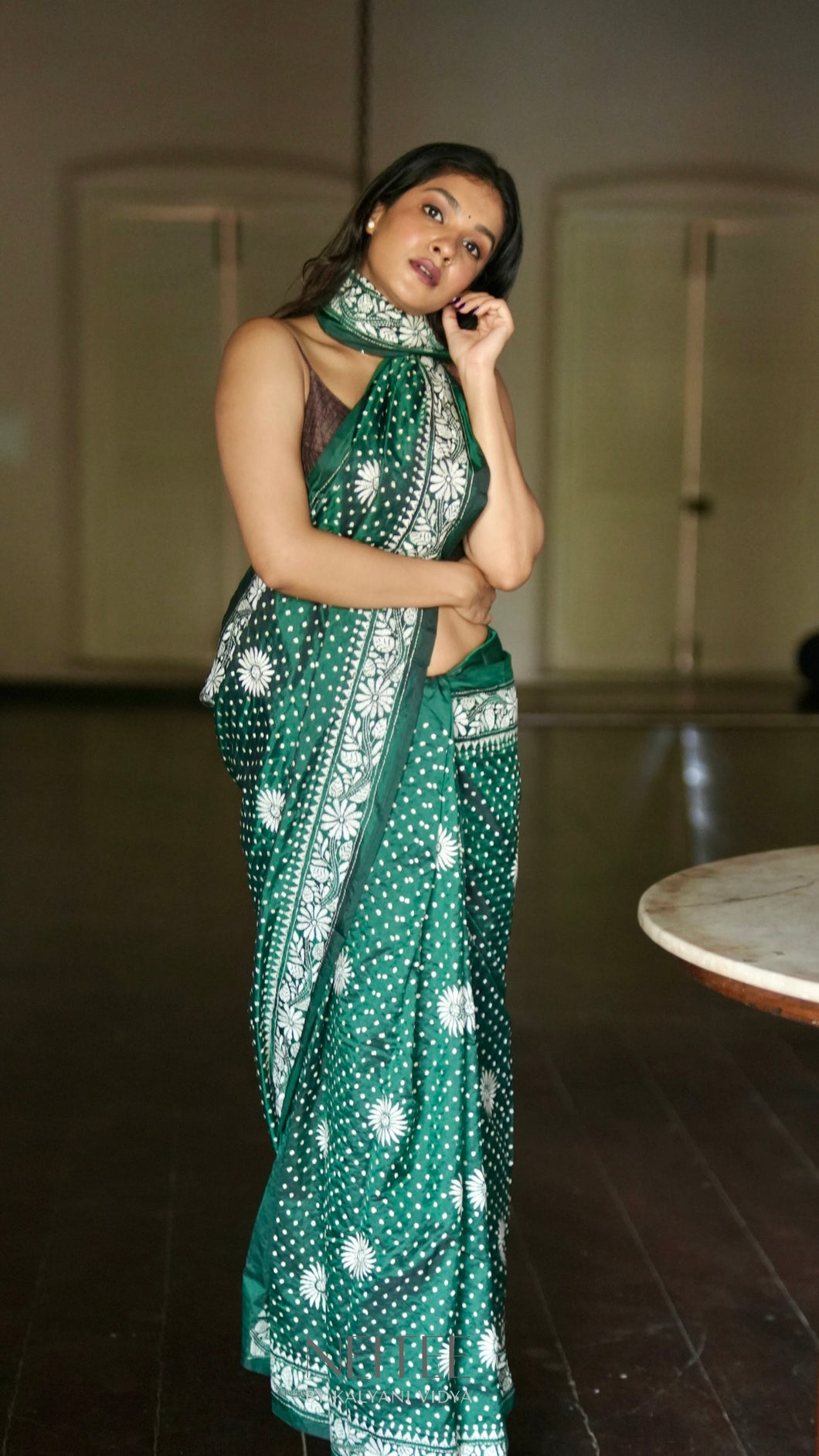 BOTTLE GREEN KUTCH SILK SAREE KSJ24-1 - NEITEE