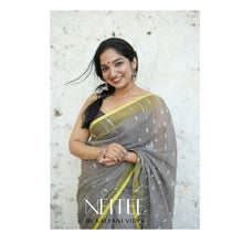 Load image into Gallery viewer, GREY AND YELLOW BENGAL COTTON SAREE BCA24-5 - NEITEE
