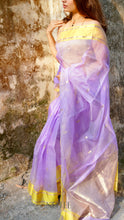 Load image into Gallery viewer, LAVENDER YELLOW CHANDERI SILK SAREE CSA24-4 - NEITEE
