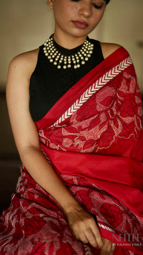 RED ROSES KANTHA SILK SAREE KSJ24-6 - NEITEE