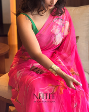 Load image into Gallery viewer, AISHA- FLORAL PINK SEMI CHIFFON CF26-4 - NEITEE

