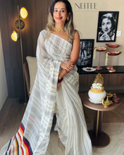 Load image into Gallery viewer, BLACK KARA SAREE WITH CONTRAST ORANGE BORDER JO25-4 - NEITEE
