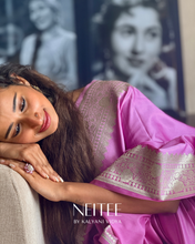 Load image into Gallery viewer, LILAC PINK SEMI SATIN BANARASI SAREE SSB25-4 - NEITEE

