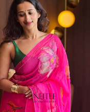 Load image into Gallery viewer, AISHA- FLORAL PINK SEMI CHIFFON CF26-4 - NEITEE
