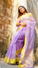 Load image into Gallery viewer, LAVENDER YELLOW CHANDERI SILK SAREE CSA24-4 - NEITEE
