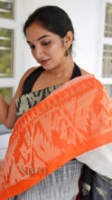 Load image into Gallery viewer, WHITE ORANGE COTTON SAREE KDM24-11 - NEITEE
