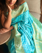 Load image into Gallery viewer, SKY BLUE DOUBLE SHADE SEMI SATIN BANARASI SAREE SSB25-2 - NEITEE

