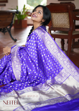 Load image into Gallery viewer, INDIGO BLUE BANARASI SILK SAREE WITH BOOTIS BSF21-2 - NEITEE
