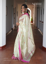 Load image into Gallery viewer, PASTEL GREEN CHANDERI ORGANZA SILK SAREE CHF21-3 - NEITEE
