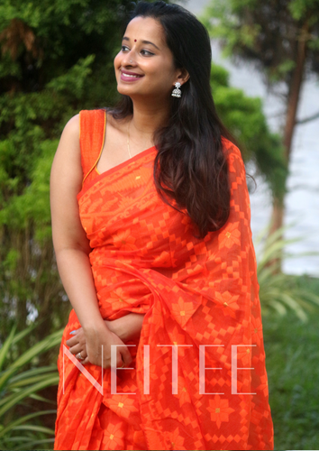 ORANGE JAMDANI SAREE JSJUN21-2 - NEITEE