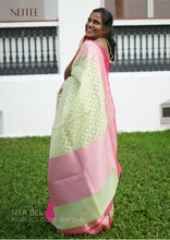 Load image into Gallery viewer, PASTEL GREEN KORA SILK BANRASI SAREE BSF21-5 - NEITEE
