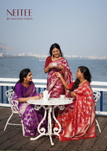 Load image into Gallery viewer, RED BANARASI CREPE SAREE BSF21-8 - NEITEE
