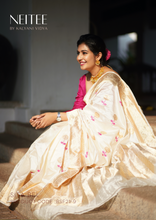 Load image into Gallery viewer, OFF WHITE BANARASI KATAN SILK SAREE BSF21-9 - NEITEE
