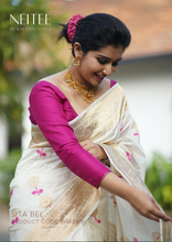 Load image into Gallery viewer, OFF WHITE BANARASI KATAN SILK SAREE BSF21-9 - NEITEE

