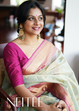 Load image into Gallery viewer, PASTEL GREEN CHANDERI TISSUE SILK SAREE CHF21-1 - NEITEE
