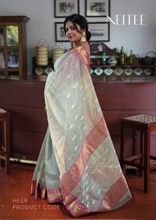 Load image into Gallery viewer, PASTEL GREEN CHANDERI TISSUE SILK SAREE CHF21-1 - NEITEE
