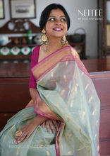 Load image into Gallery viewer, PASTEL GREEN CHANDERI TISSUE SILK SAREE CHF21-1 - NEITEE

