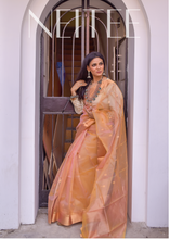Load image into Gallery viewer, THREE TONE SAANJH CHANDERI TISSUE SILK SAREE CHA21-1 - NEITEE
