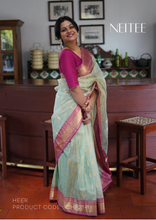 Load image into Gallery viewer, PASTEL GREEN CHANDERI TISSUE SILK SAREE CHF21-1 - NEITEE

