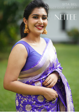 Load image into Gallery viewer, INDIGO BLUE BANARASI SILK SAREE WITH JAAL WORK BSF21-1 - NEITEE
