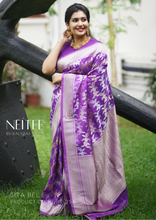 Load image into Gallery viewer, PURPLE BANARASI CREPE SAREE BSF21-6 - NEITEE
