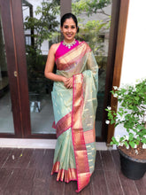 Load image into Gallery viewer, PASTEL GREEN CHANDERI TISSUE SILK SAREE CHF21-1 - NEITEE
